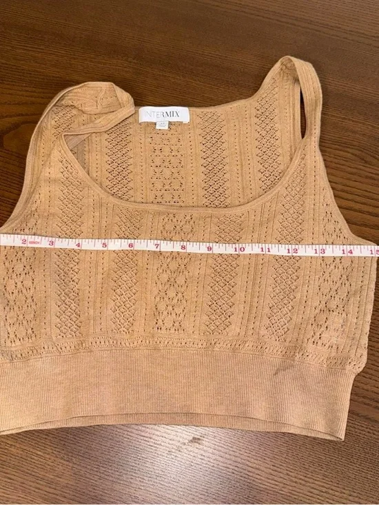 INTERMIX Camel Eyelet Knit Crop Tank - Picture 6 of 8